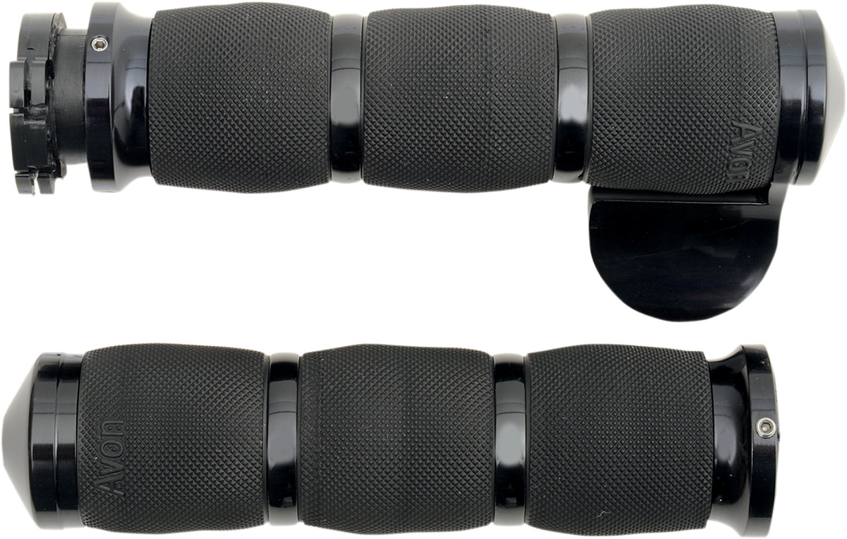 Avon MT Air Cushion Grips Throttle Assist Black Anodized 1in Bars Pair