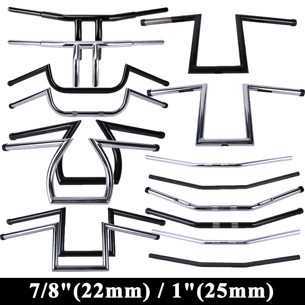 1″ 7/8″ Motorcycle Handlebar Flat Drag Bar For Yamaha Honda Chopper Bobber Racer