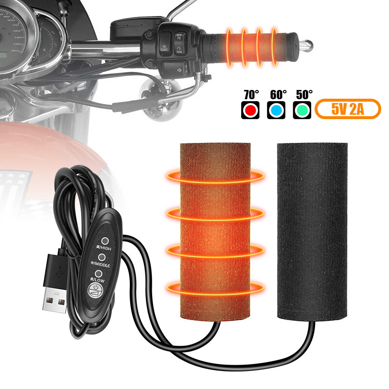 Electric Heated Motorcycle Hand Grips Adjustable Handlebar Cover Warmer Handle