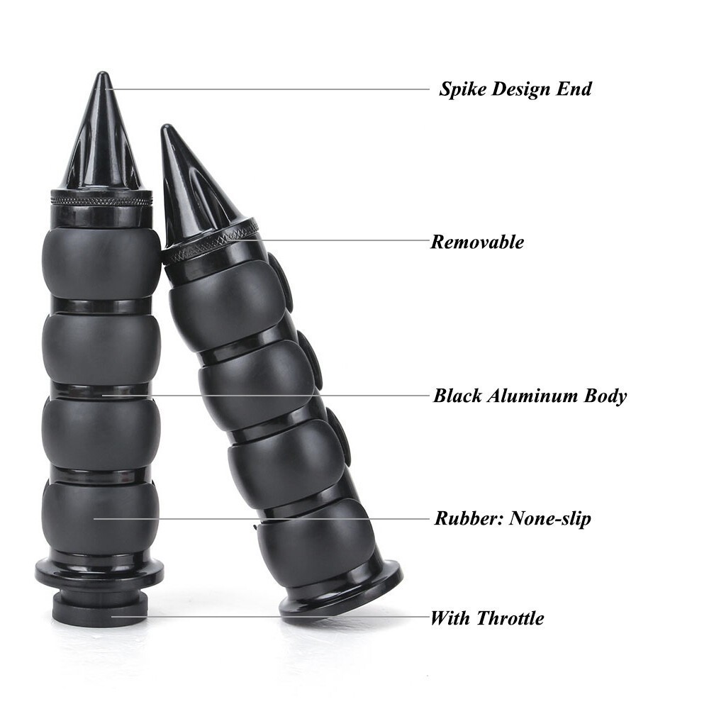 Black Cruiser Motorcycle 1″ Inch Spike Hand Grips Handlebar For Harley Davision