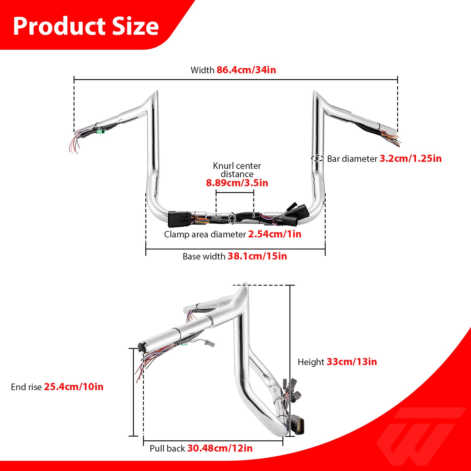 10″ Rise Chrome Pre-wired Ape handlebar For Harley Touring Street Electra Glide