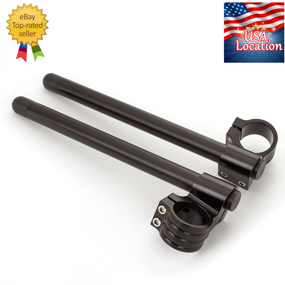 For Kawasaki Ninja 250R 300R 37mm Riser 1″ Clip Ons Fork Handlebar CNC Tube Ends