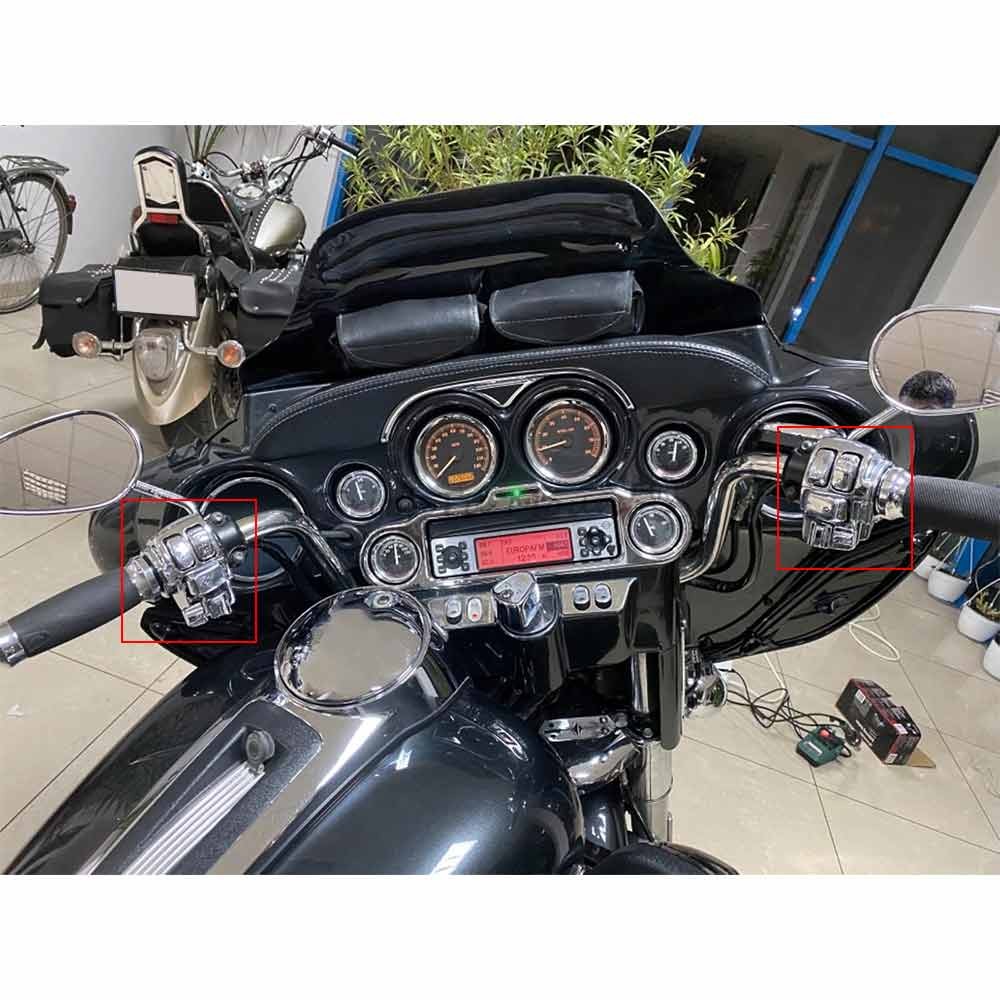 Chrome Switch Housing Covers with 10pcs Button Caps for Harley Touring 1996-2013