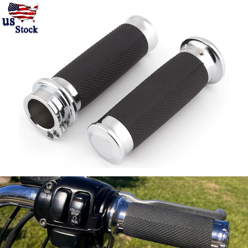 Motorcycle Hand Grips 1″ 26mm Black Handlebar Grips For Harley Chopper Cruiser
