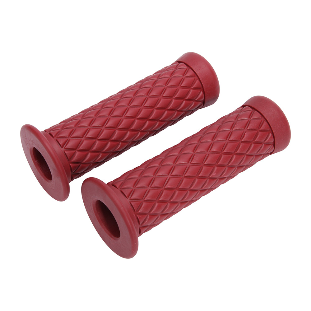 Motorcycle 7/8″ Hand Grips Handlebar Rubber Bar End Red For Honda Suzuki Yamaha