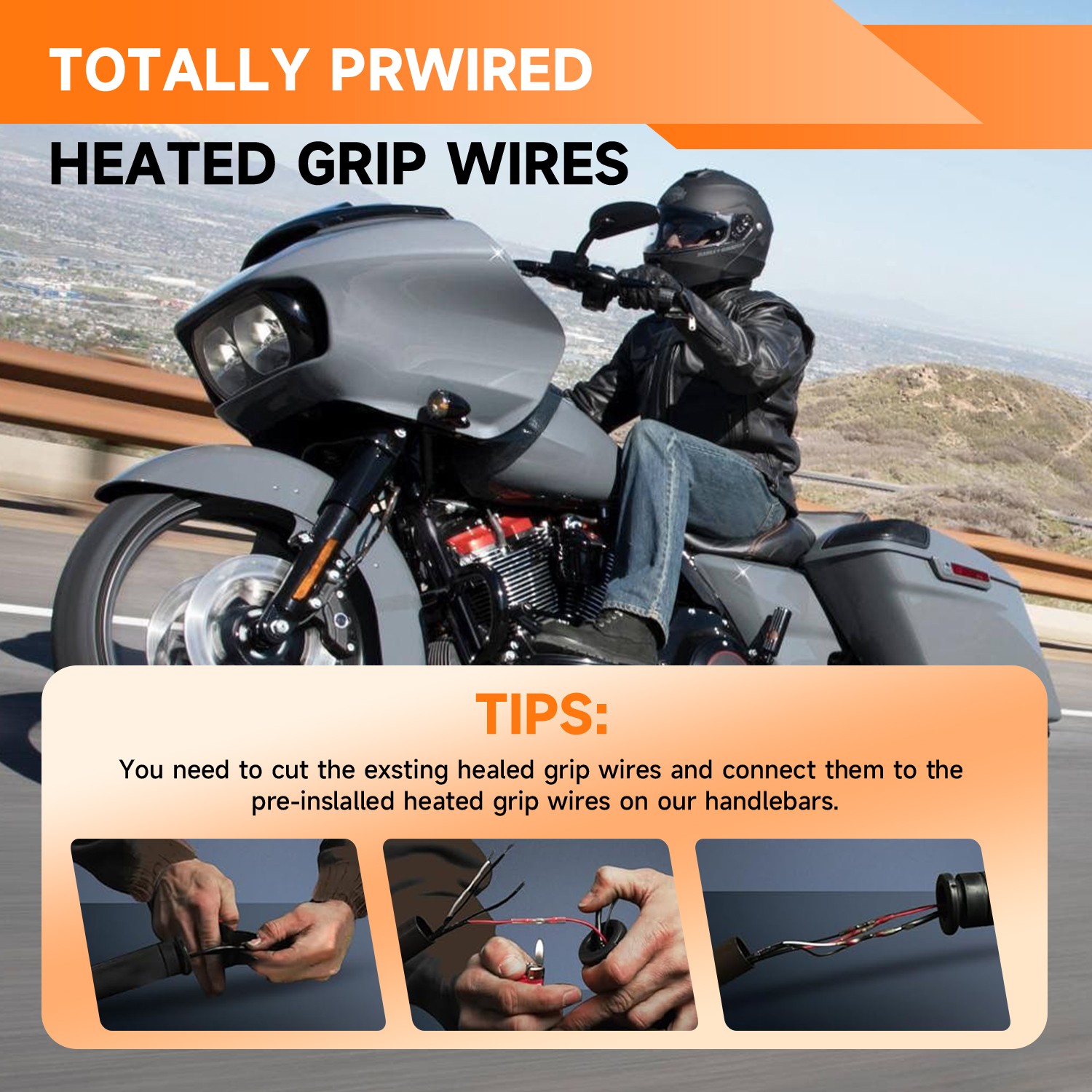 Chrome PRE-WIRED 12″ Meathook Handlebar for Harley Touring Street Glide 2014-25