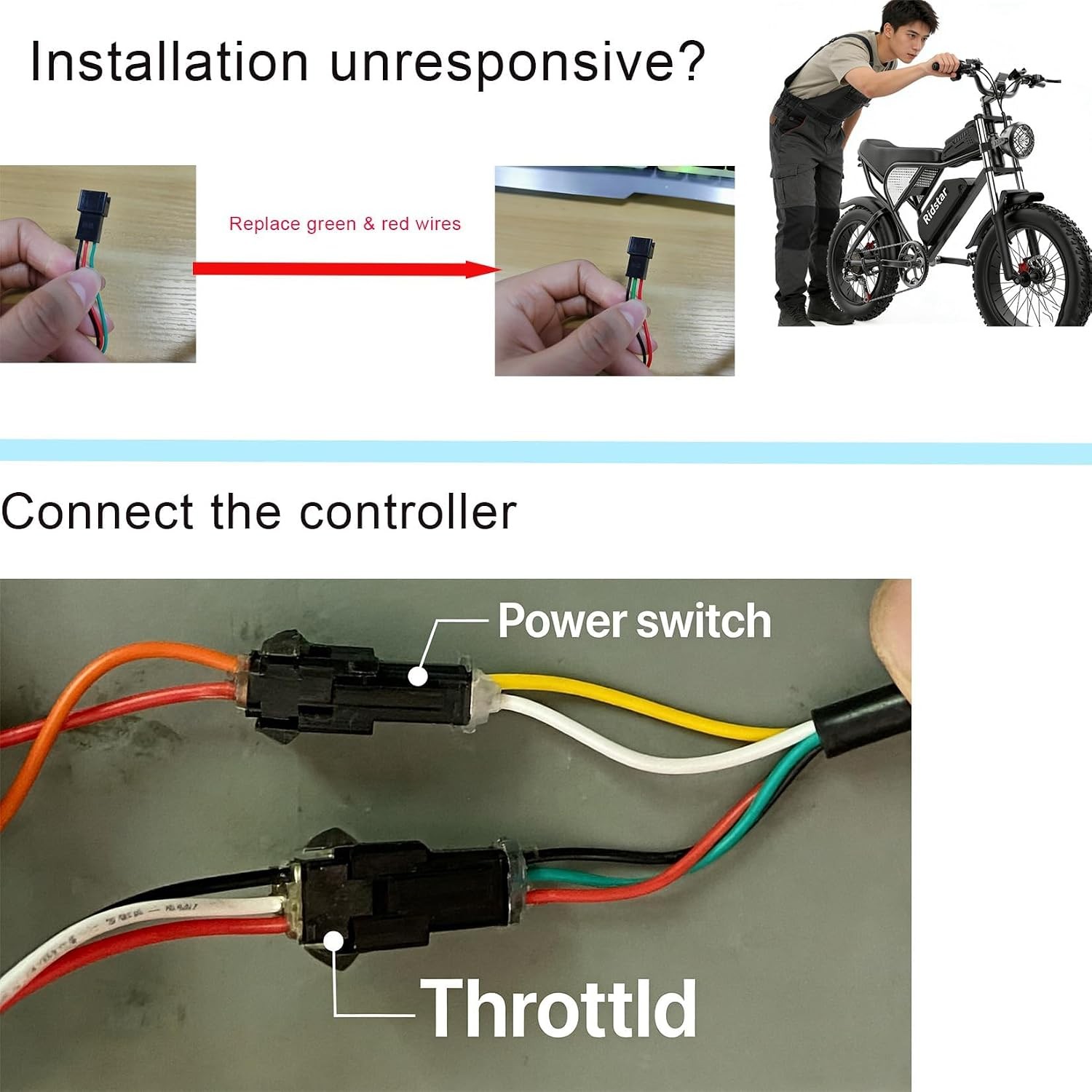 Full Twist Throttle 2 Keys Electric Bike Scooter, Universal 22mm