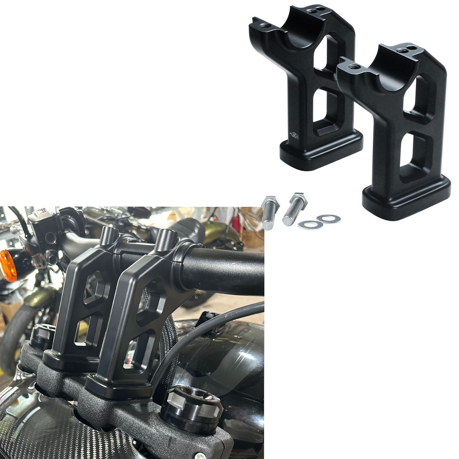 5″ Tall 1.5″ Handlebar Risers Clamp for Harley Softail Fat Bob FXFB FXFBS 18-24