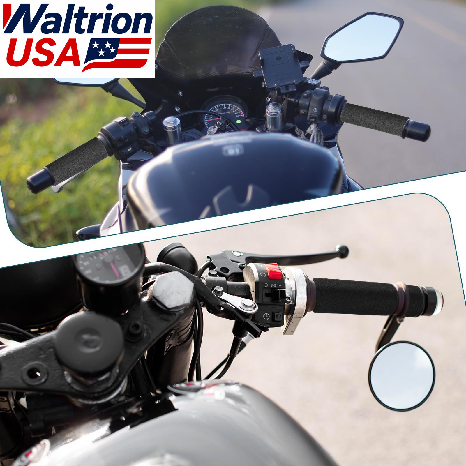 2Pcs Motorcycle Foam Handlebar Hand Grips Sponge Covers Anti Slip 1 To 1 2 In