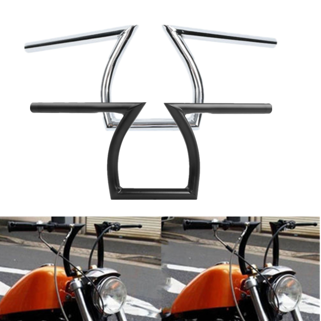 1” Motorcycle Handlebars Z Bar Bars Fit For Harley Honda Chopper Yamaha
