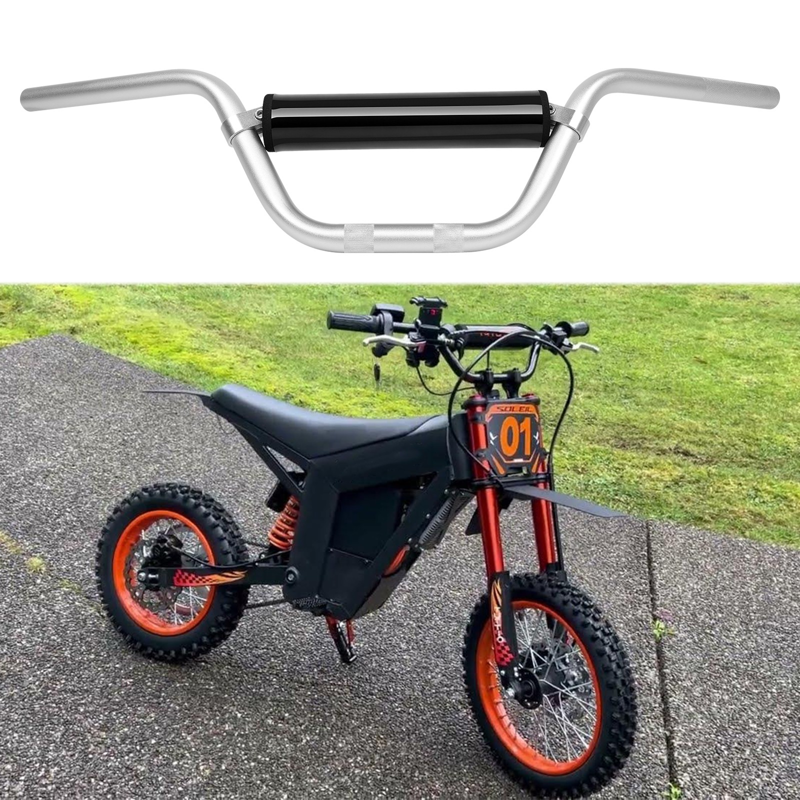 7/8″ Dirt Bike Handlebars + Crossbar Pad For Tuttio Soleil 01 Electric Pit Bikes