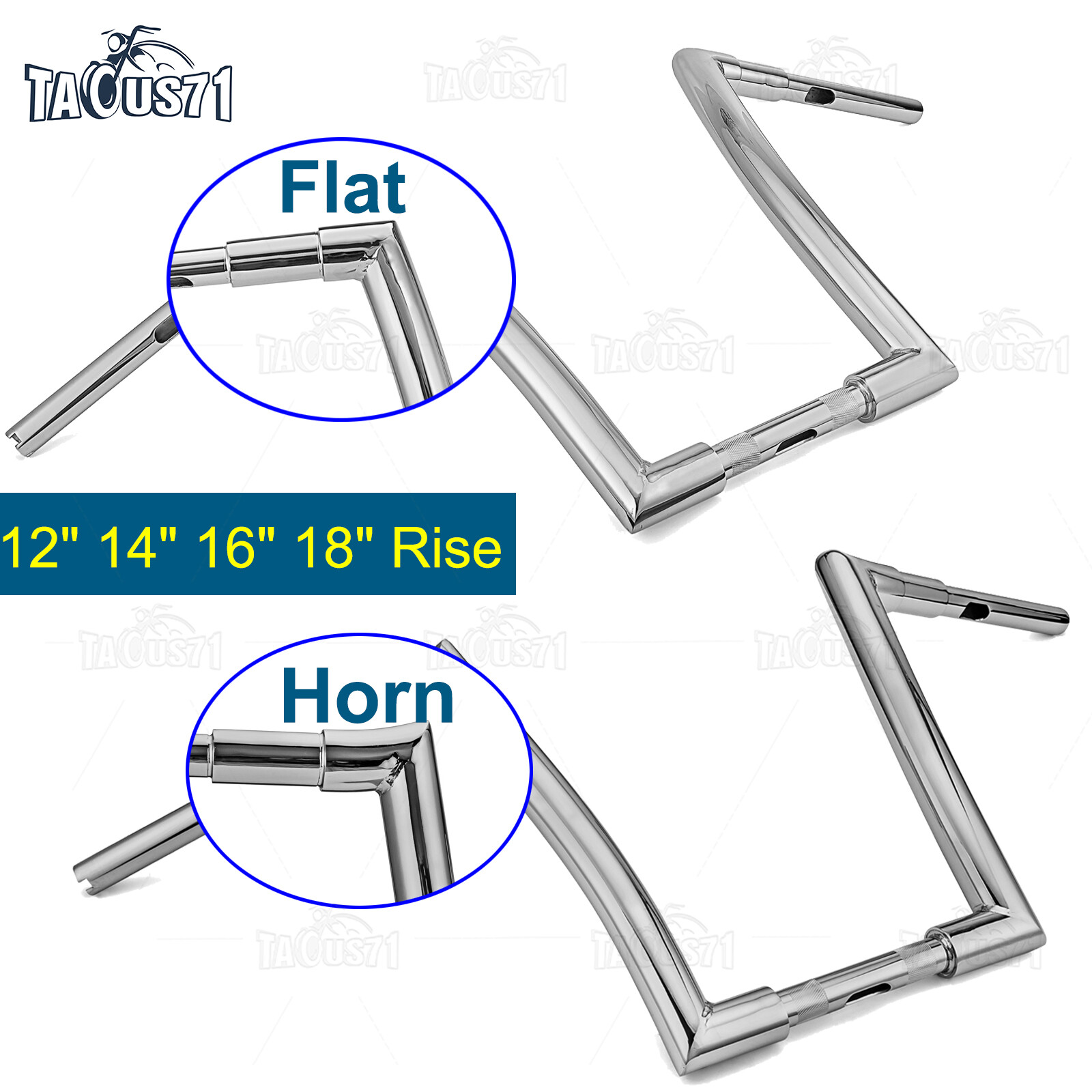 12″ 14″ 16″ 18″ Rise 1.5″ Ape Hanger Handlebar For Harley Softail Sportster Dyna