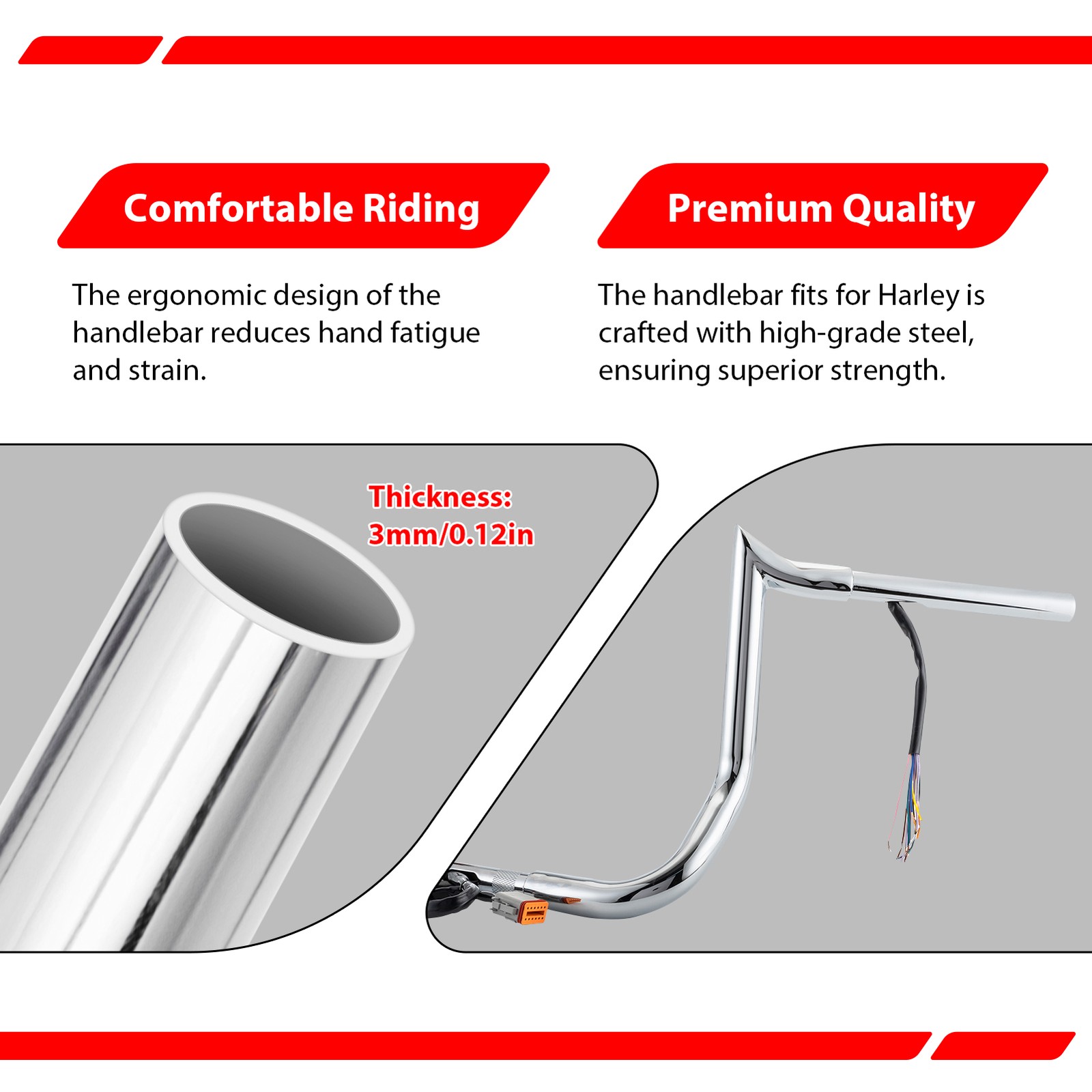10″ Pre-Wired Ape Hangers Bagger Bar Fit Harley touring Road Street Glide 96-06