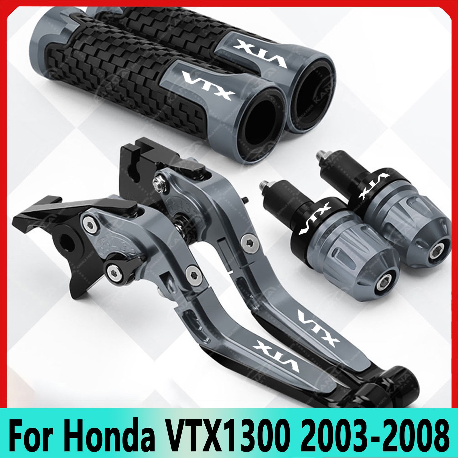 For Honda VTX1300 2003-2008 CNC Brake Clutch Levers Handle Grips End Cap New