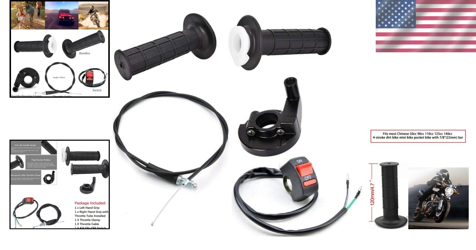 Durable 22mm Twist Throttle Grips with Easy Installation for Dirt Bikes & ATVs