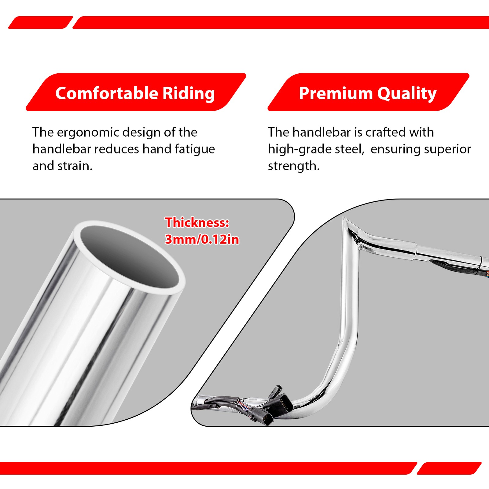 10″ Rise Chrome Pre-wired Ape handlebar For Harley Touring Street Electra Glide