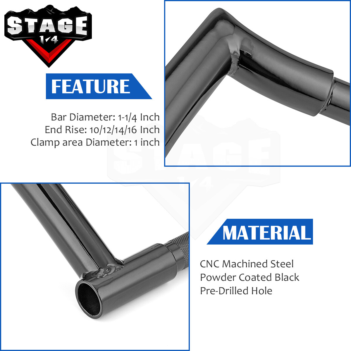 10″ 12″ 14″ 16″ Meathook Ape Hanger 1-1/4″ Handlebar For Harley Road King Glide