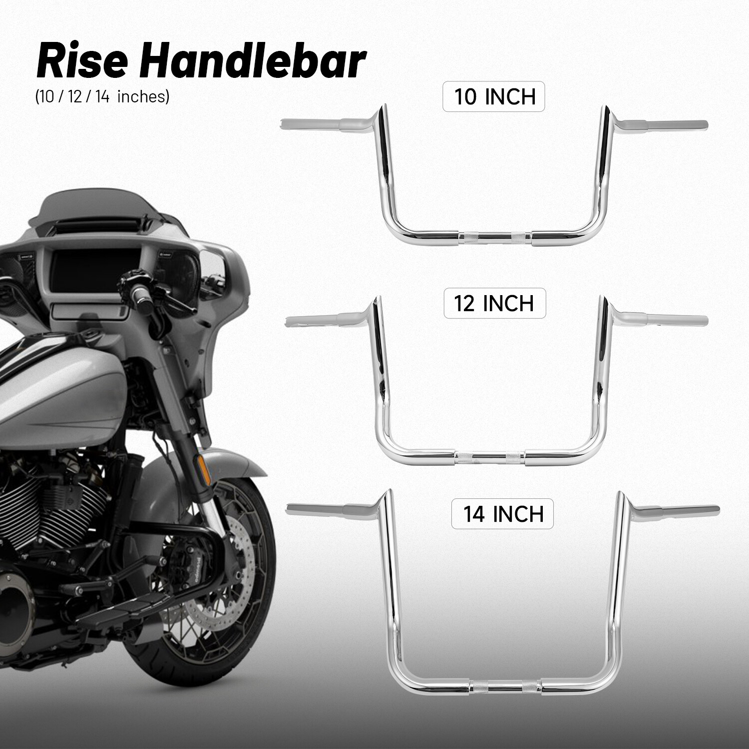 12″ Meathook Ape Hanger Handlebar Fit For Harley Street Glide Electra Glide CVO