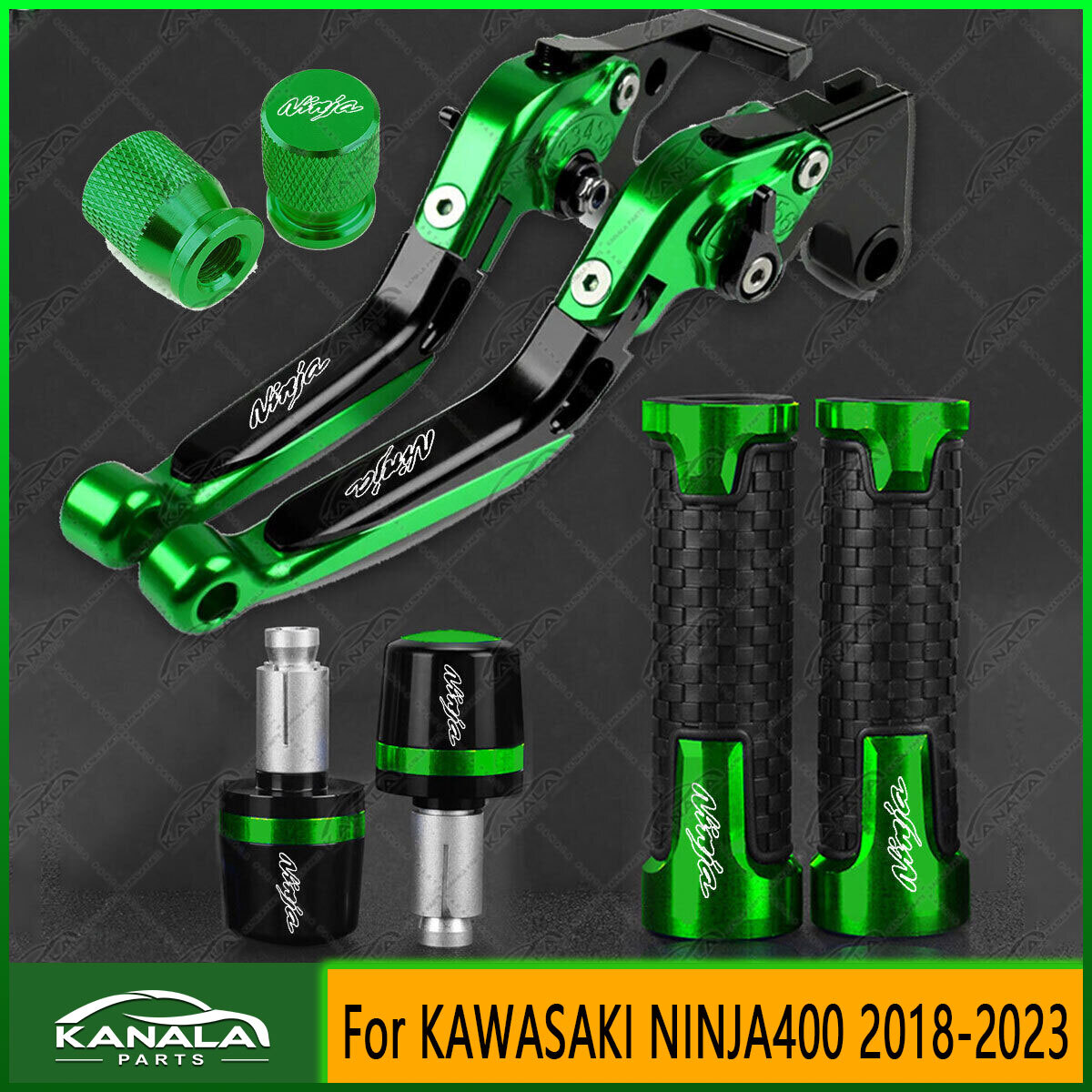 Handle Grips Cap Brake Clutch Levers Set CNC For KAWASAKI NINJA 400 2018-2023