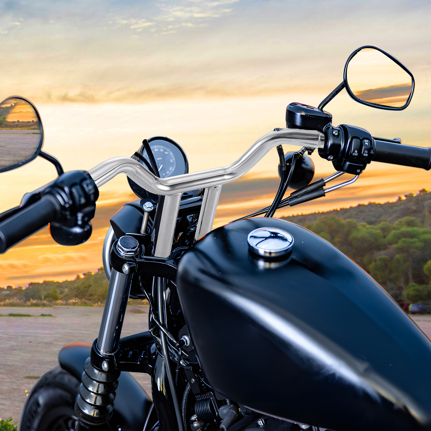 10″ 12″ 14″ 16″ Rise MX T Bars Handlebar For Harley Dyna Softail Sportster FLHR