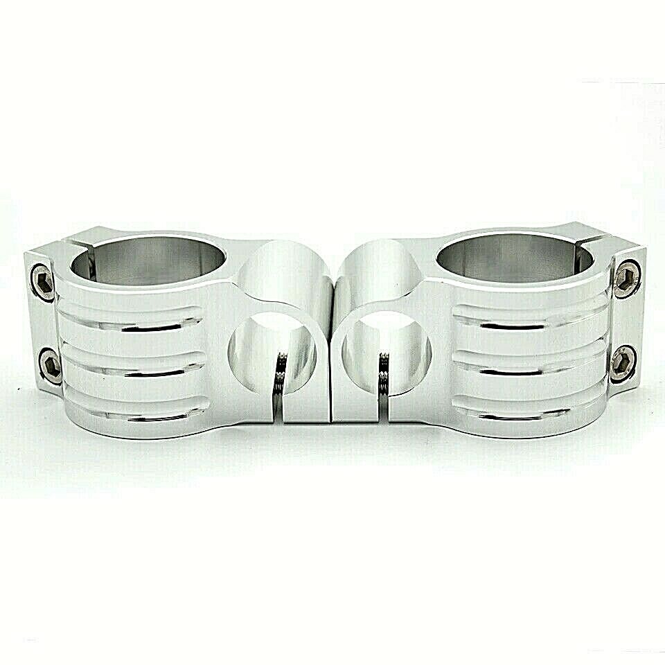 41mm MOTORCYCLE CLIP ONS Handlebars Fork Tube SILVER/ALLOY