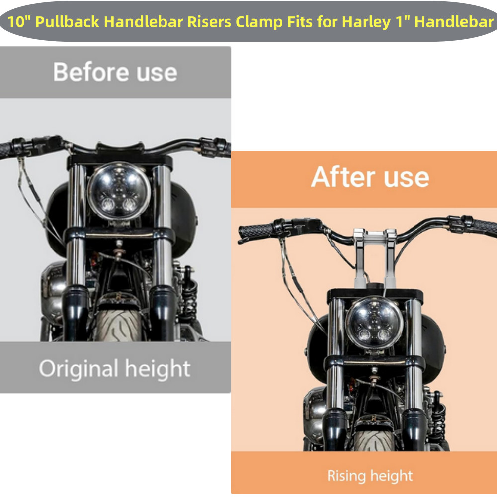 Pullback 10″ Handebar Riser Clamp for Harley 1” Handle Bar Touring Chrome