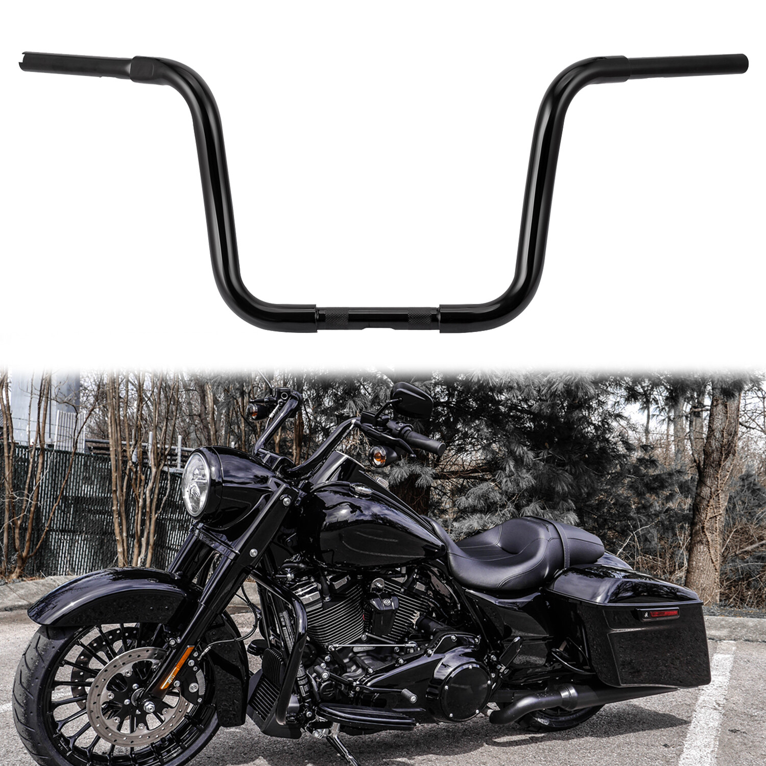Black 12″ Rise Ape Hangers Handlebar Fit For Harley FLST FXST Sportster XL Dyna