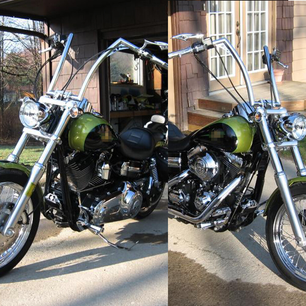 10″ 12″ 14″ 16″ Rise APE Hanger Handlebar Fat For Harley Softail Dyna Sportster