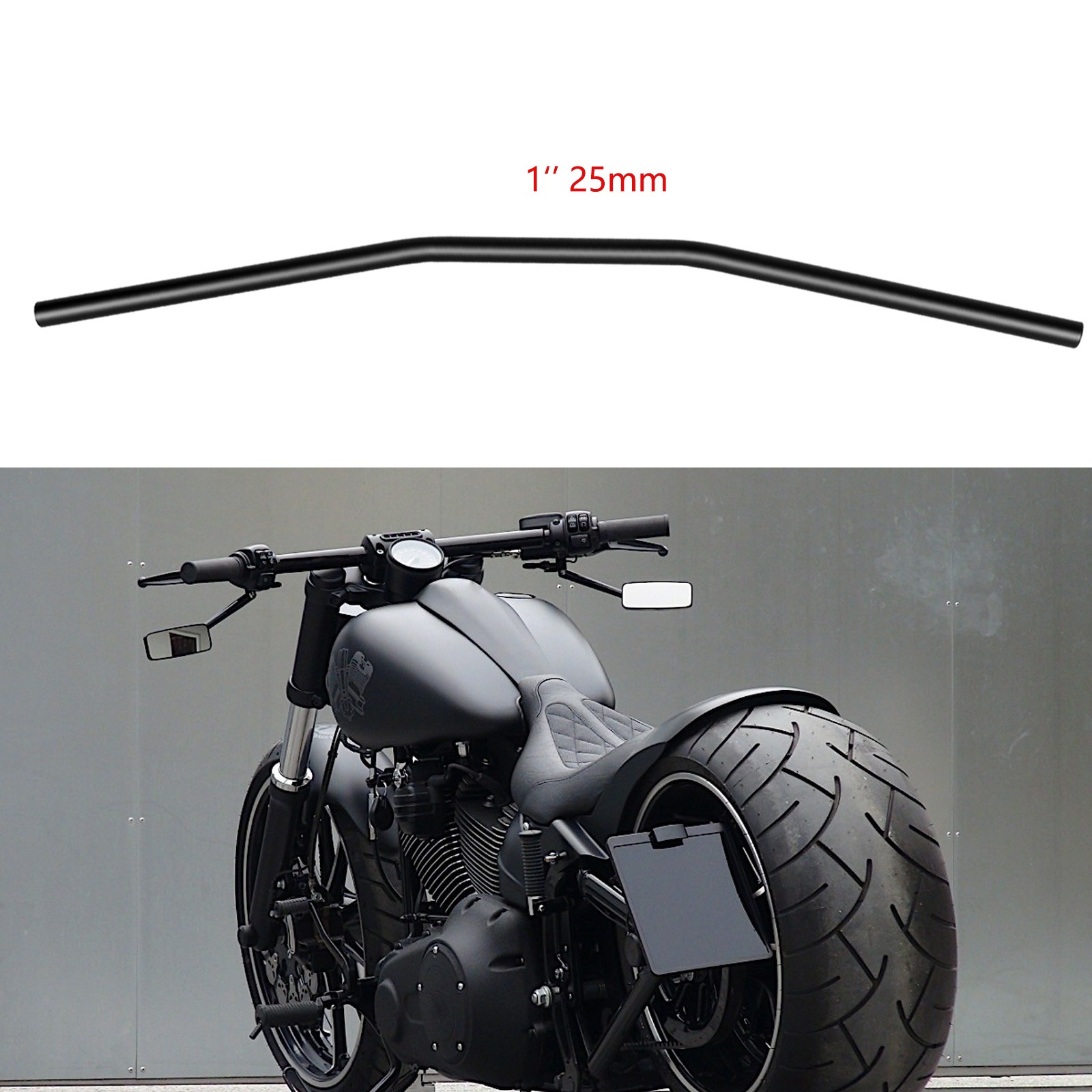 Matte Black Motorcycle Handlebar 1″ 25mm Drag Bars For Harley Breakout Bobber