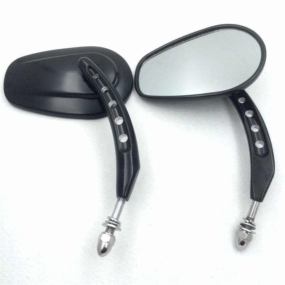 Black Big Side Mirrors 8mm For Harley Dyna Super Glide Convertible FXDS CONV Bla