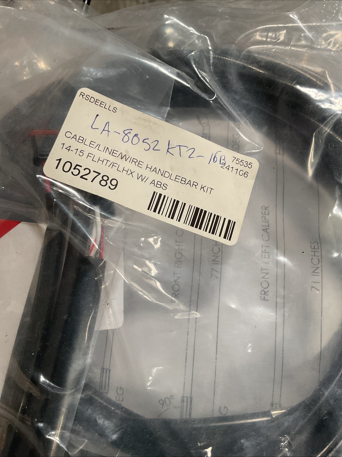 LA Choppers Black Vinyl Handlebar Cable and Brake Line Kit LA-8052KT2-16B